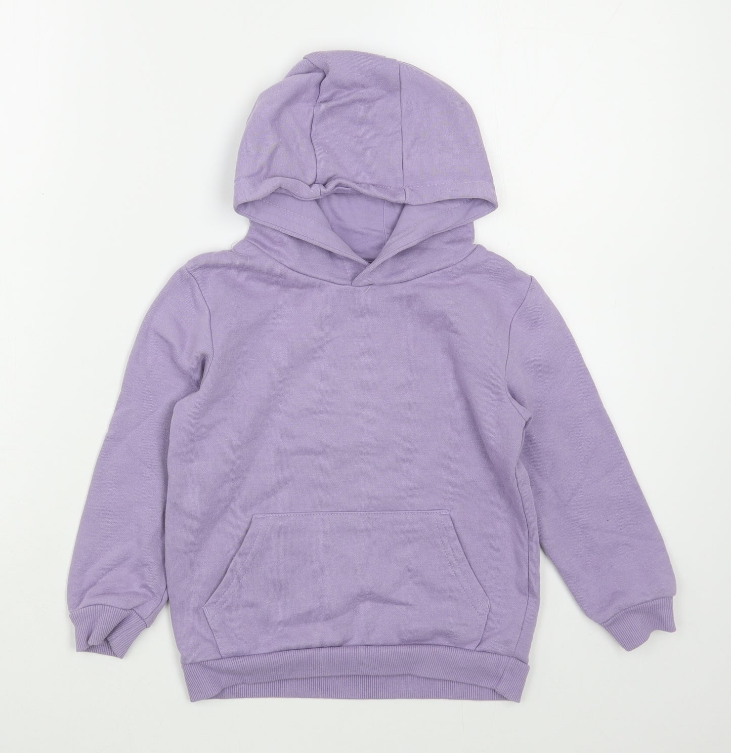 Dunnes Stores Girls Purple  Cotton Pullover Hoodie Size 5-6 Years  Pullover