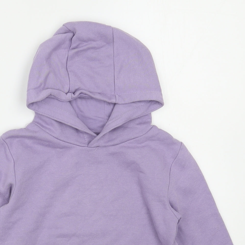 Dunnes Stores Girls Purple  Cotton Pullover Hoodie Size 5-6 Years  Pullover