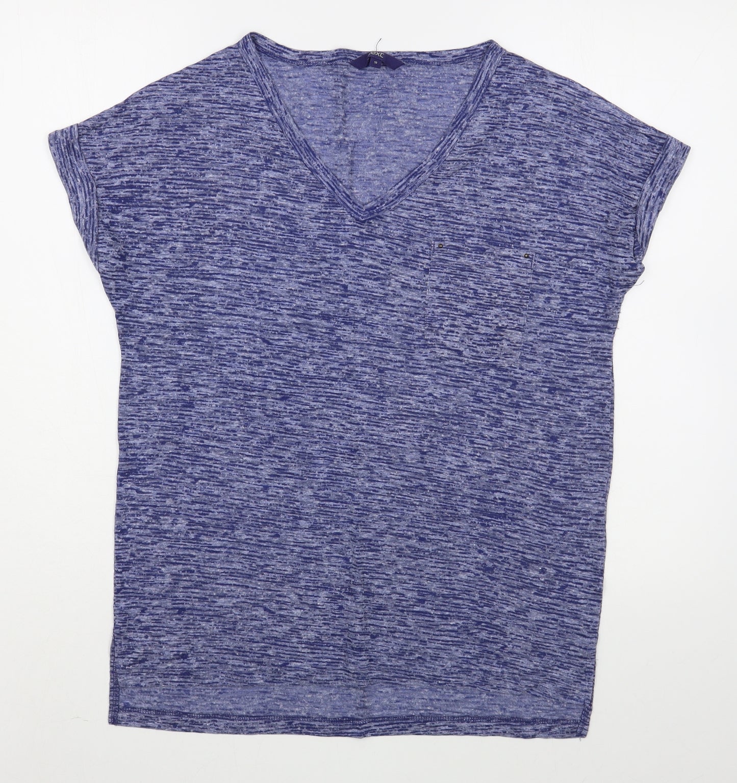 NEXT Womens Blue  Polyester Basic T-Shirt Size 10 V-Neck