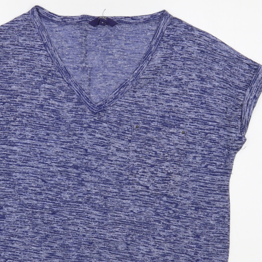 NEXT Womens Blue  Polyester Basic T-Shirt Size 10 V-Neck