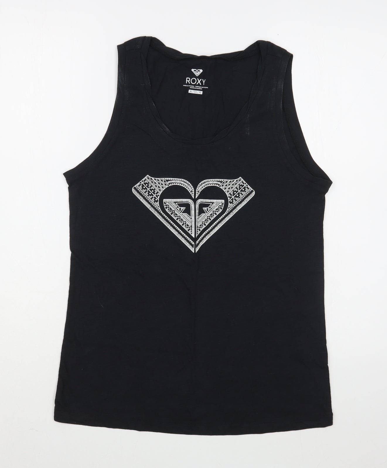ROXY Womens Black  100% Cotton Basic Tank Size XL Scoop Neck