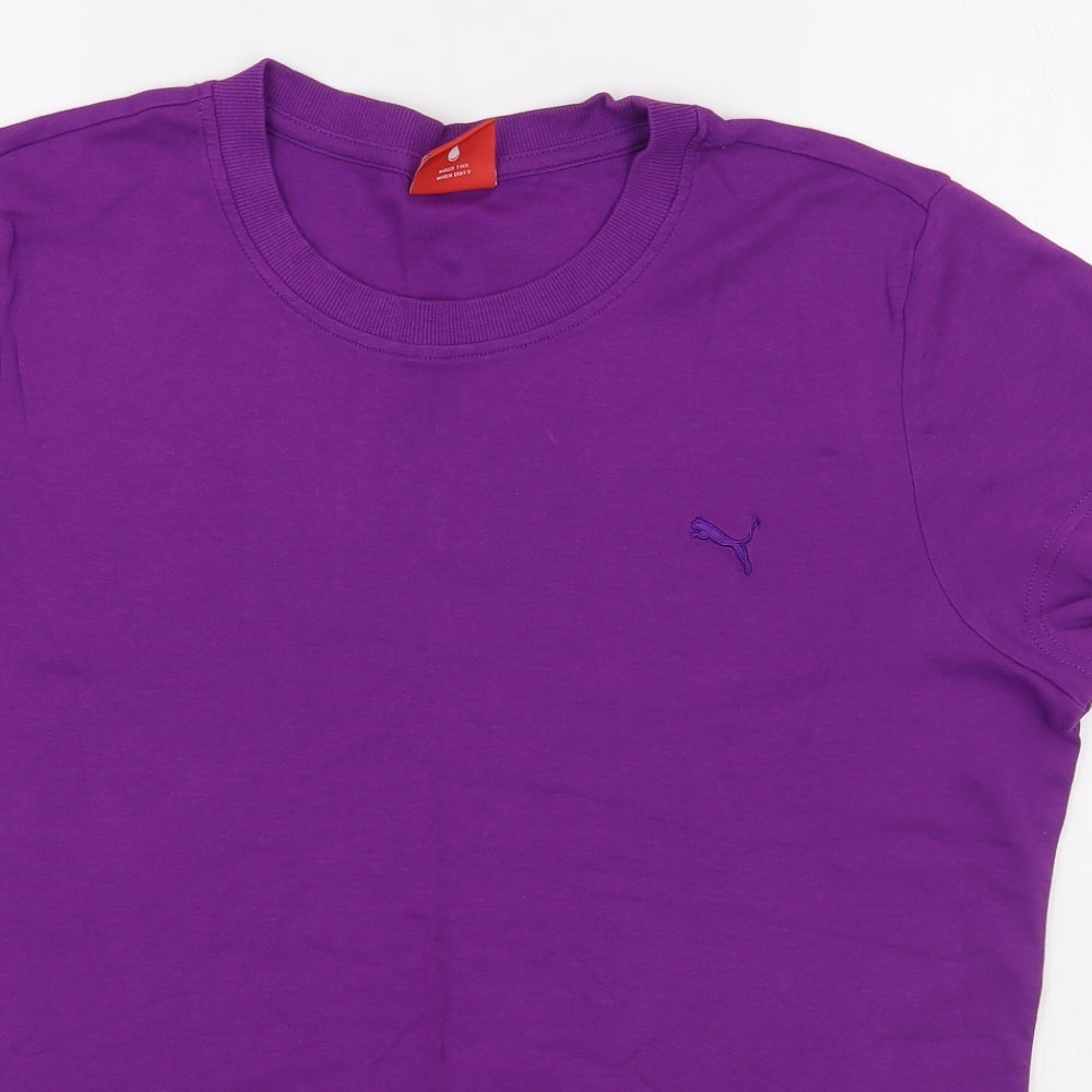 PUMA Womens Purple  100% Cotton Basic T-Shirt Size 16 Round Neck