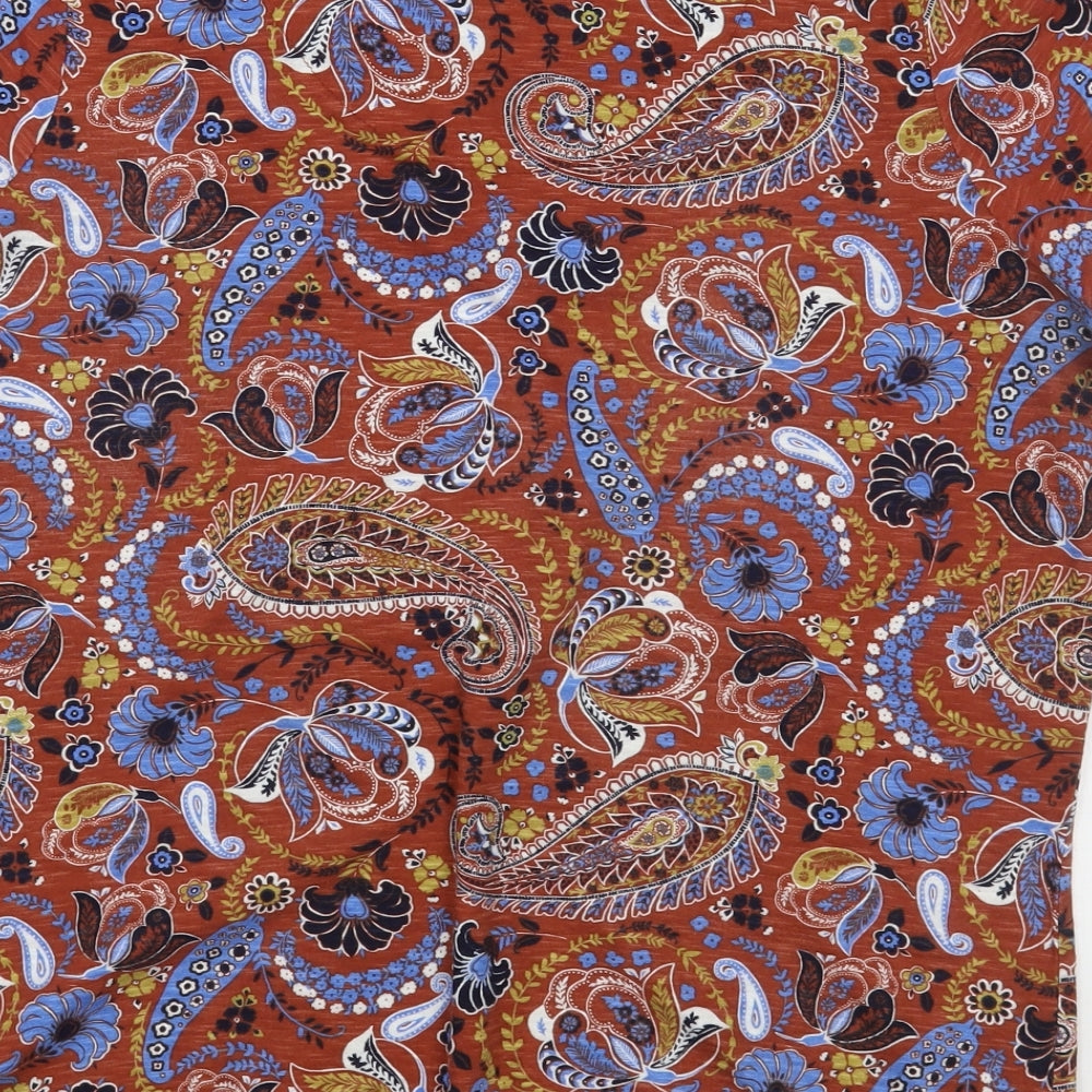 NEXT Womens Multicoloured Paisley 100% Cotton Basic T-Shirt Size 14 Boat Neck