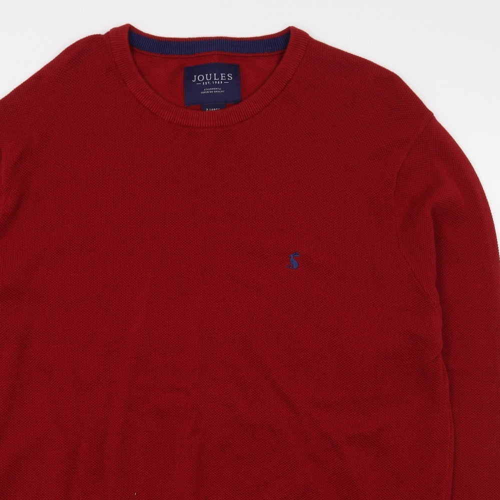 Joules Mens Red Round Neck  Cotton Pullover Jumper Size XL