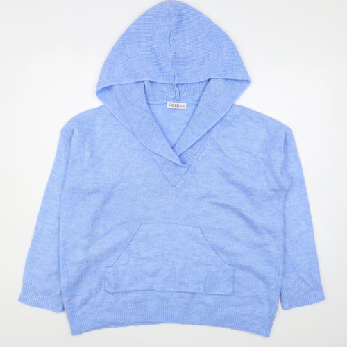 Gallery Womens Blue  Acrylic Pullover Hoodie Size S  Pullover