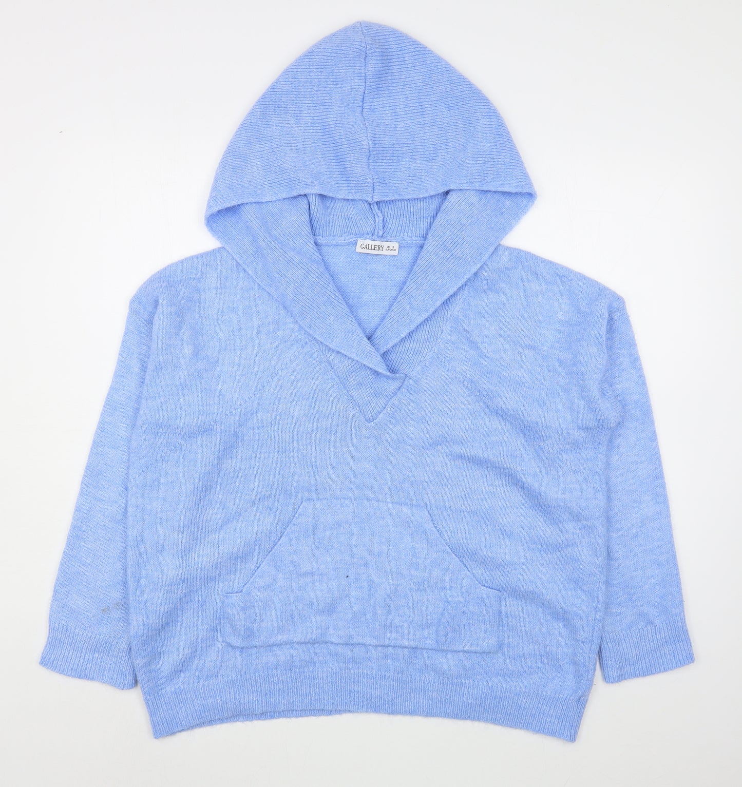 Gallery Womens Blue  Acrylic Pullover Hoodie Size S  Pullover