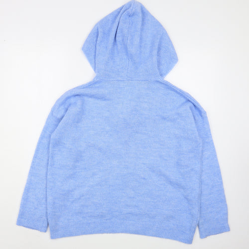 Gallery Womens Blue  Acrylic Pullover Hoodie Size S  Pullover