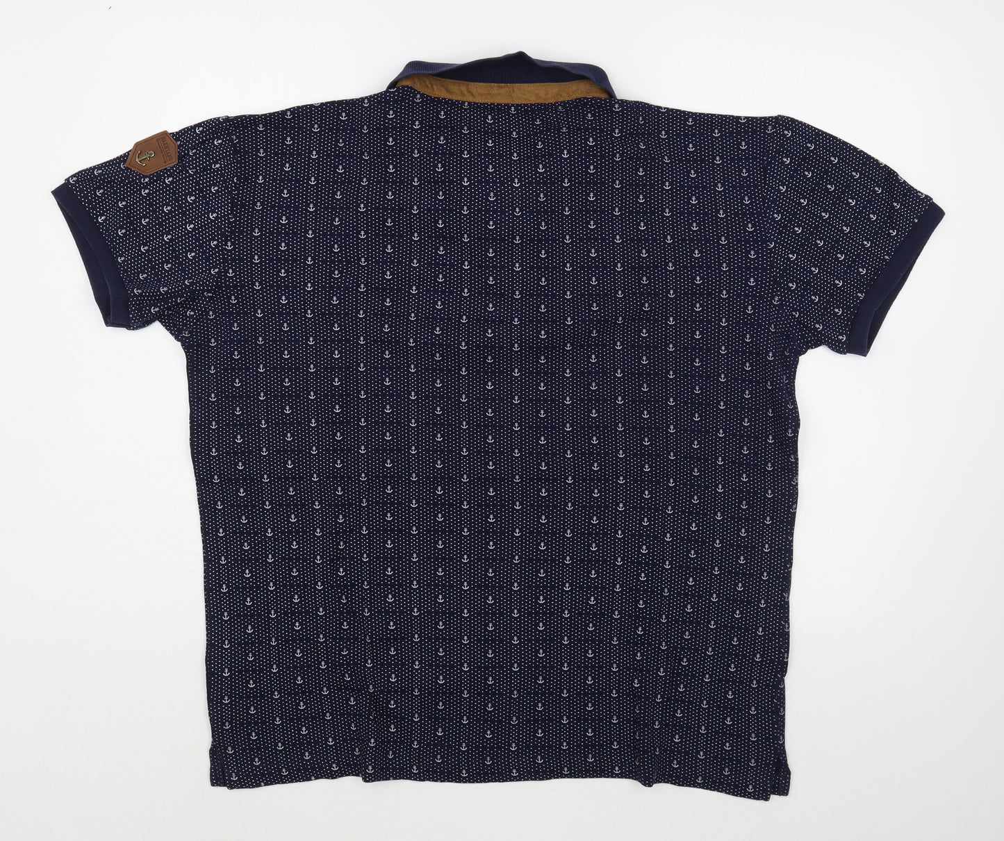 Naketano Mens Blue Geometric Cotton  Polo Size 3XL Collared Pullover