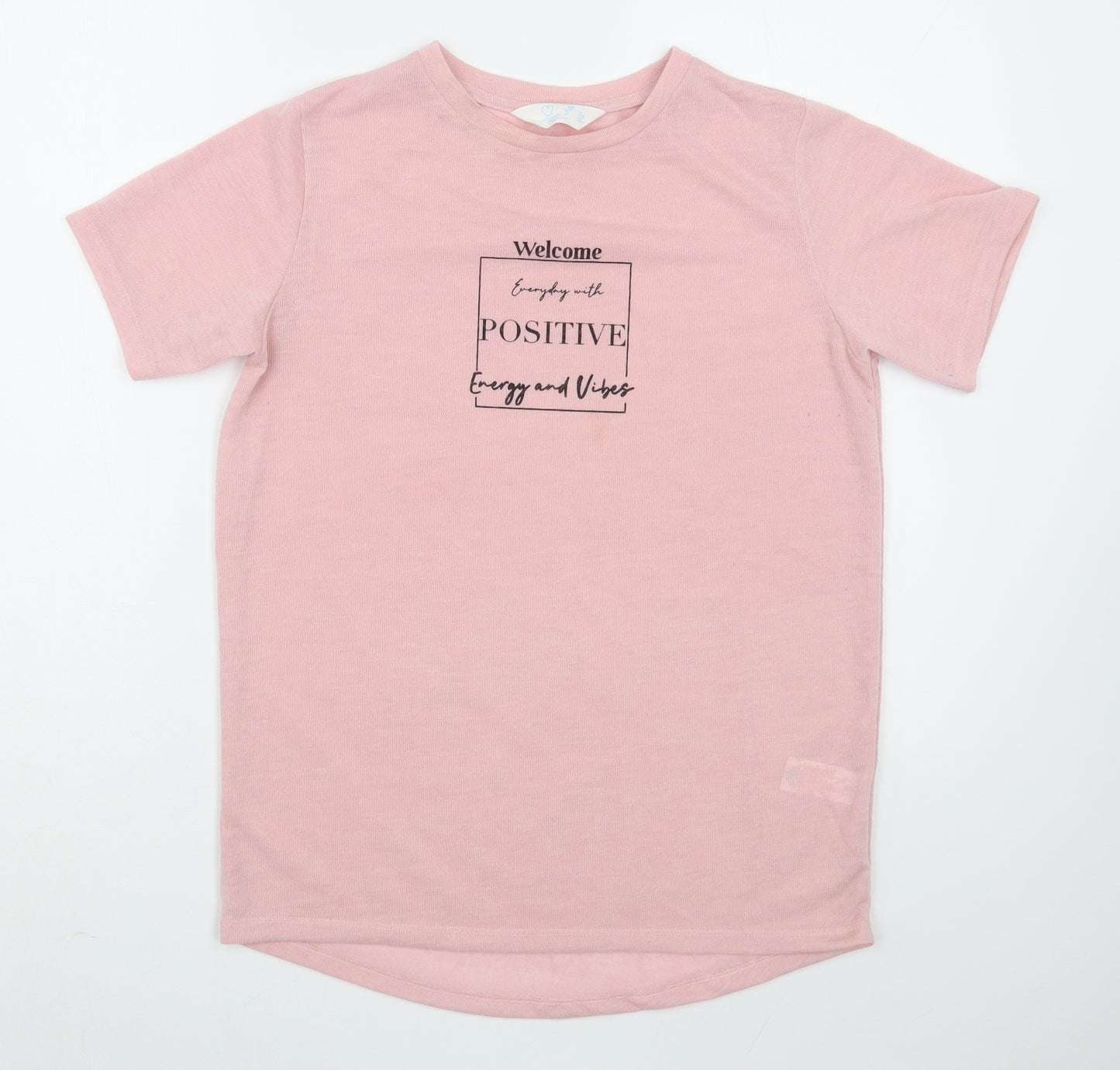 Primark Womens Pink  Polyester Basic T-Shirt Size XS Round Neck