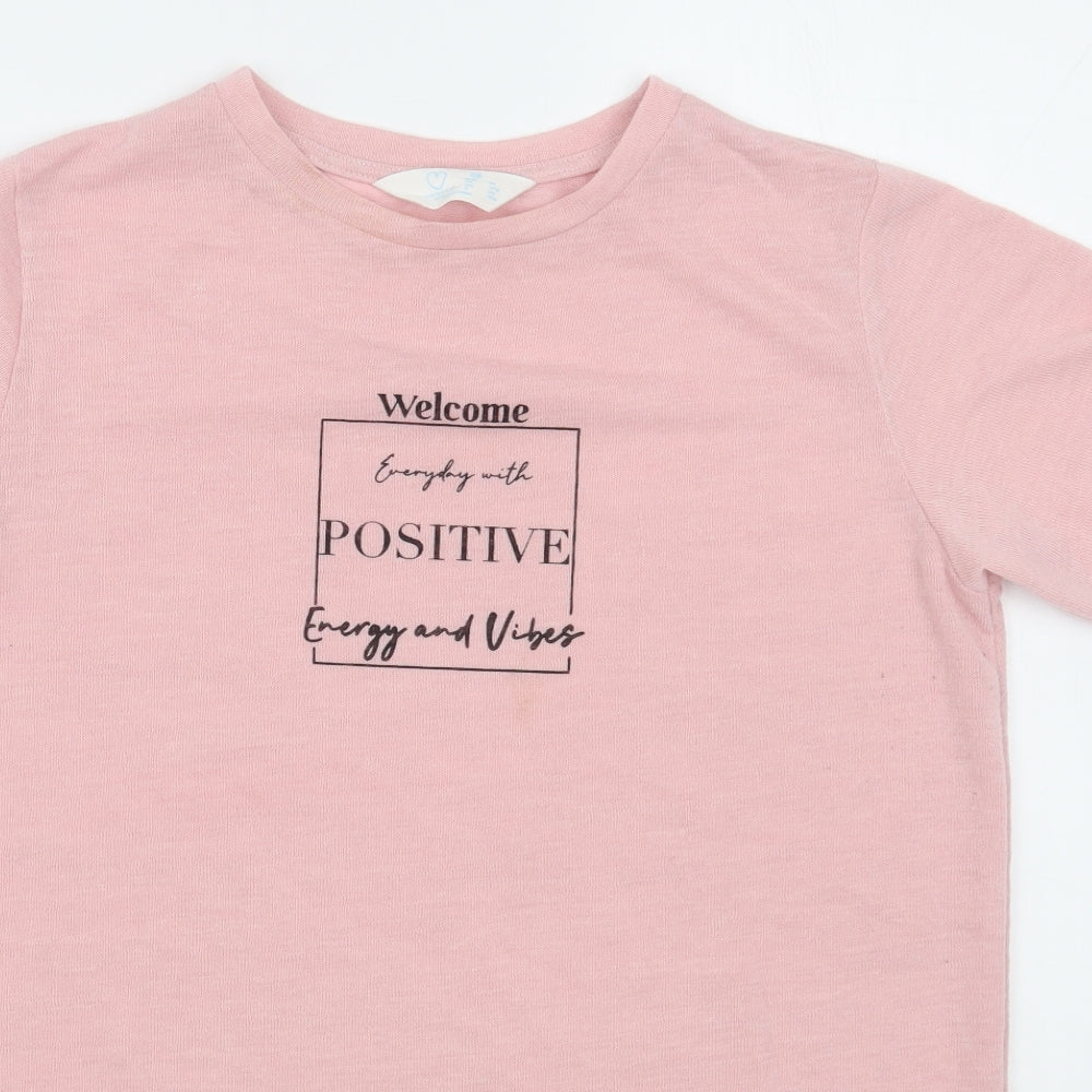 Primark Womens Pink  Polyester Basic T-Shirt Size XS Round Neck
