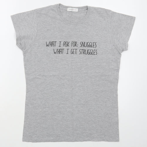 Urban Bliss Womens Grey  100% Cotton Basic T-Shirt Size 12 Round Neck