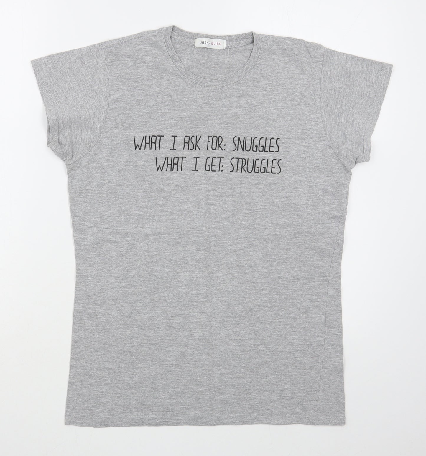 Urban Bliss Womens Grey  100% Cotton Basic T-Shirt Size 12 Round Neck