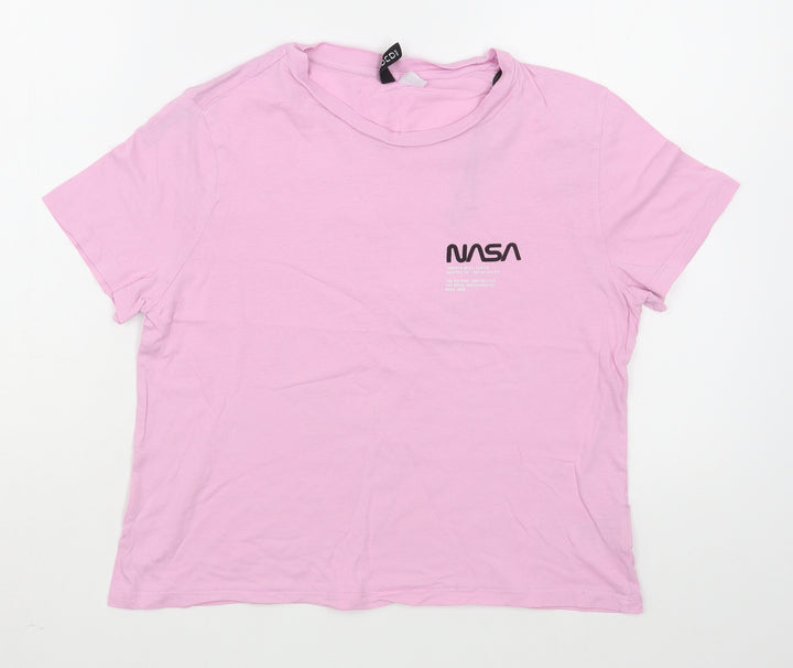 H&M Womens Purple 100% Cotton Basic T-Shirt Size M Round Neck