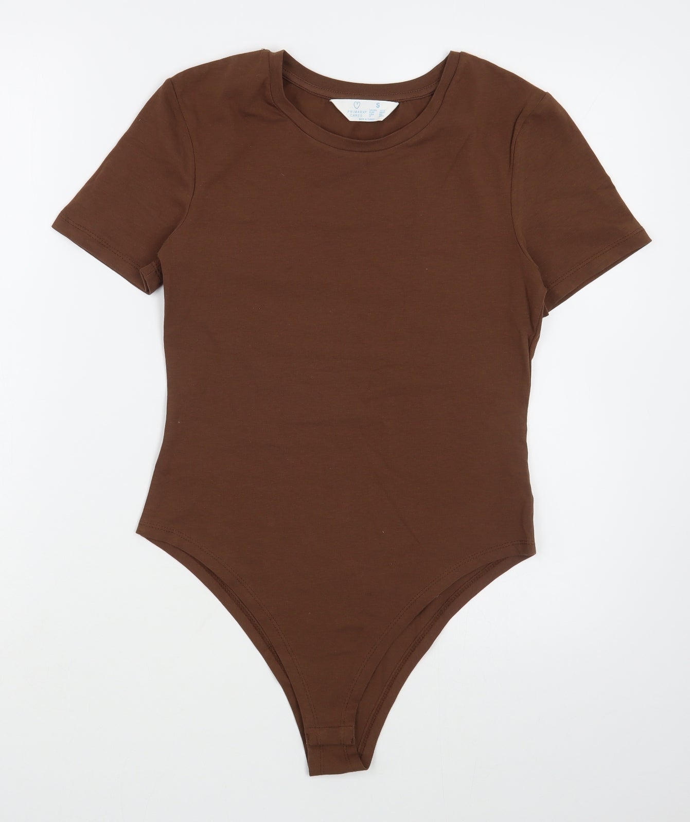 Primark Womens Brown  100% Cotton Bodysuit One-Piece Size S  Button