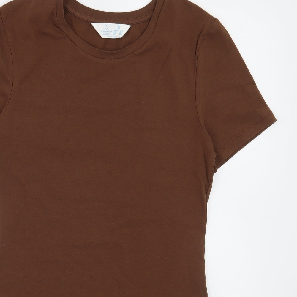 Primark Womens Brown  100% Cotton Bodysuit One-Piece Size S  Button