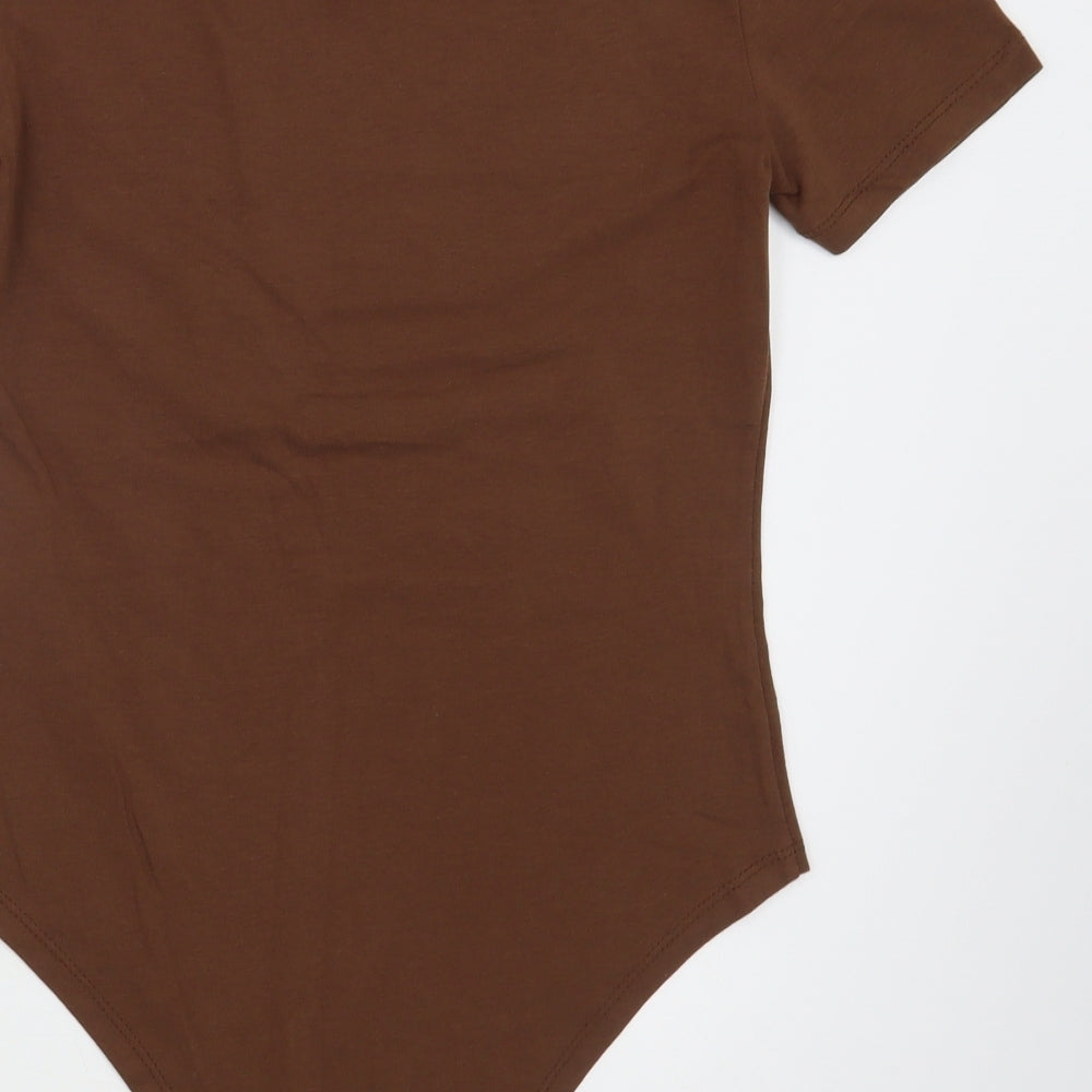 Primark Womens Brown  100% Cotton Bodysuit One-Piece Size S  Button