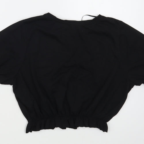 Primark Womens Black  Cotton Basic Blouse Size M Boat Neck