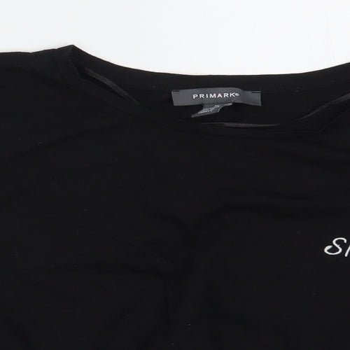 Primark Womens Black  Cotton Basic Blouse Size M Boat Neck