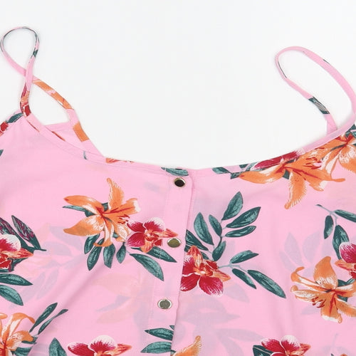 Atmosphere Womens Pink Floral Polyester Basic Blouse Size 14 Scoop Neck