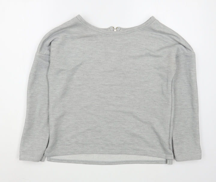 New Look Womens Grey Polyester Pullover Sweatshirt Size 12 Zip