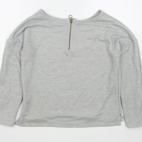 New Look Womens Grey  Polyester Pullover Sweatshirt Size 12  Zip
