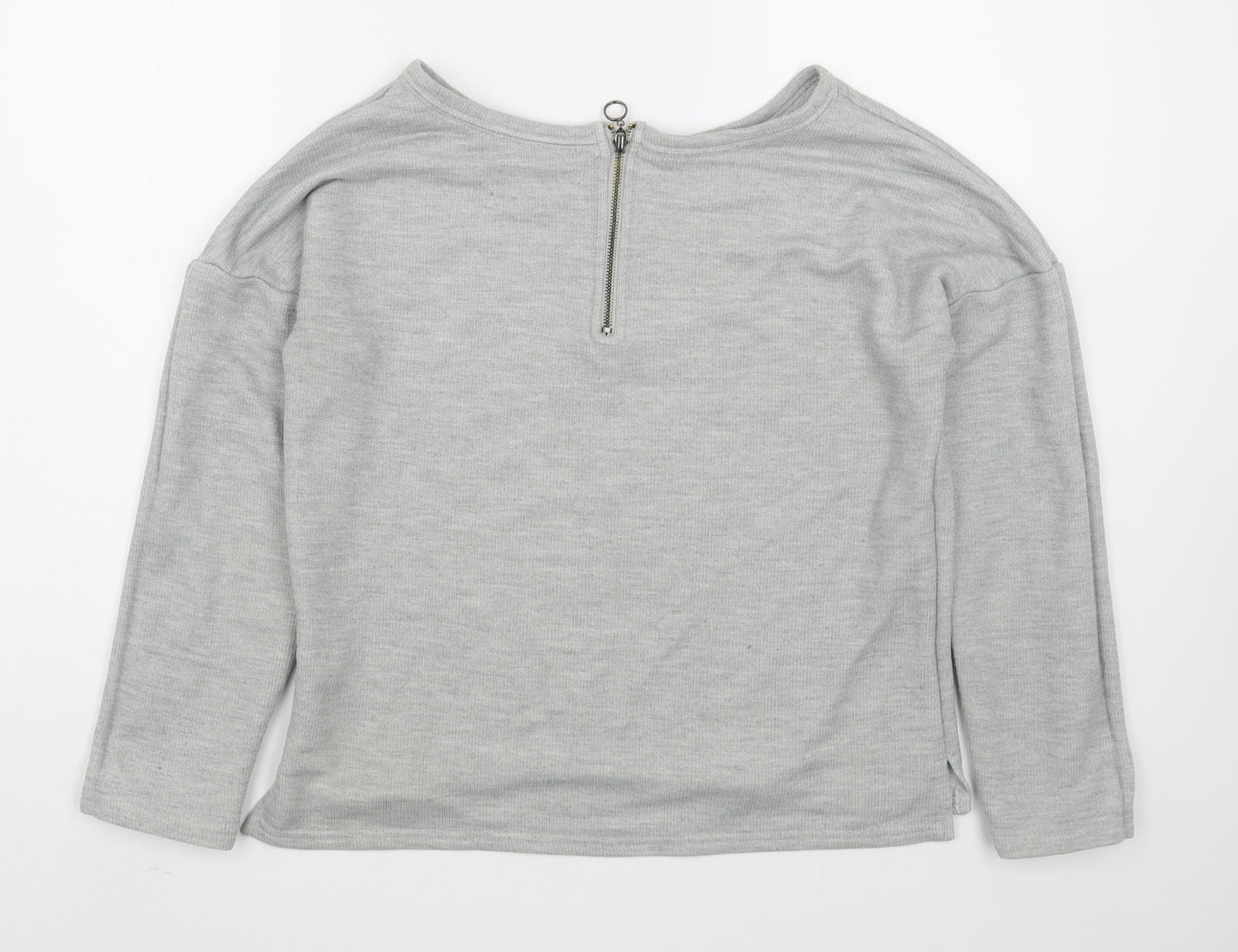 New Look Womens Grey  Polyester Pullover Sweatshirt Size 12  Zip