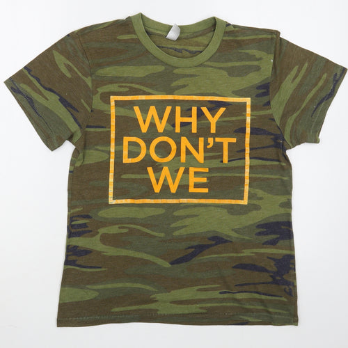 Alternative Earth Organics Mens Green Camouflage Cotton  T-Shirt Size M Round Neck
