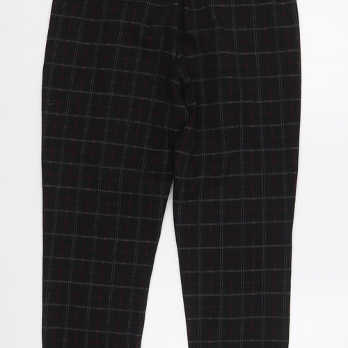 UNITED COLOURS OF BENETTON Womens Black Plaid Viscose Trousers  Size XS L24 in Regular Zip