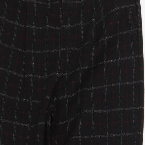 UNITED COLOURS OF BENETTON Womens Black Plaid Viscose Trousers  Size XS L24 in Regular Zip