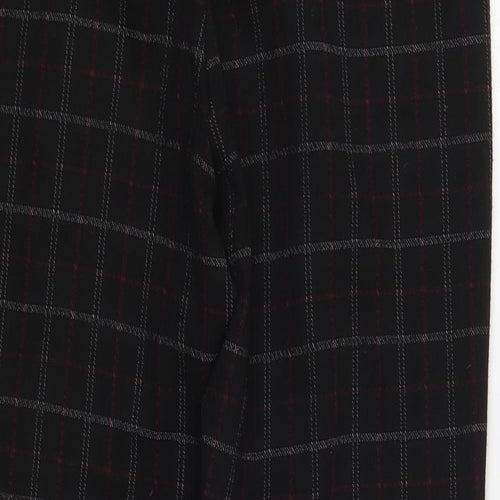 UNITED COLOURS OF BENETTON Womens Black Plaid Viscose Trousers  Size XS L24 in Regular Zip