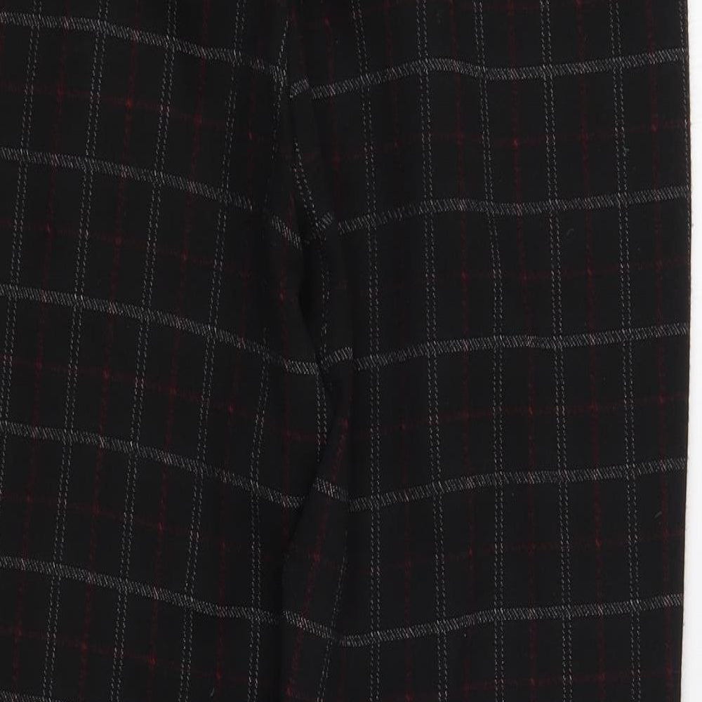 UNITED COLOURS OF BENETTON Womens Black Plaid Viscose Trousers  Size XS L24 in Regular Zip