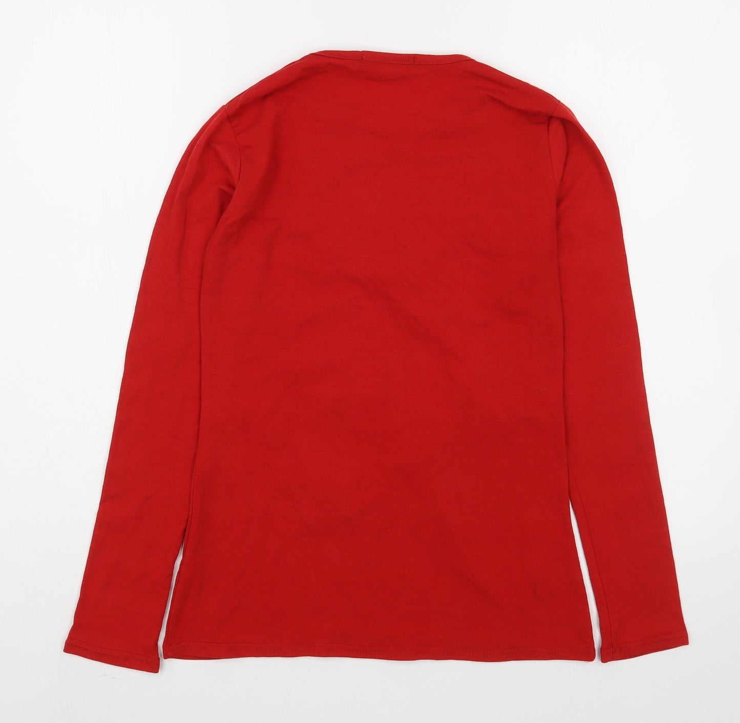 Be Jealous Womens Red  Viscose Basic T-Shirt Size M Round Neck - Christmas