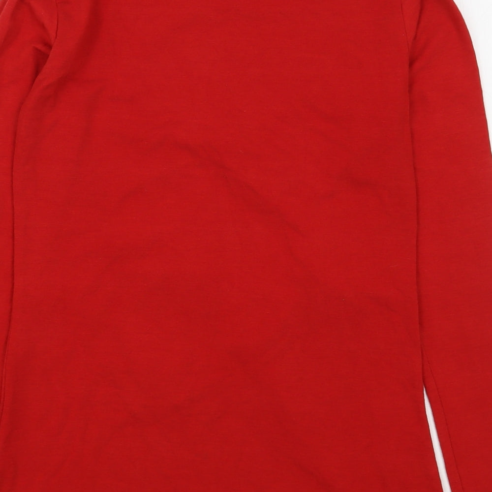Be Jealous Womens Red  Viscose Basic T-Shirt Size M Round Neck - Christmas