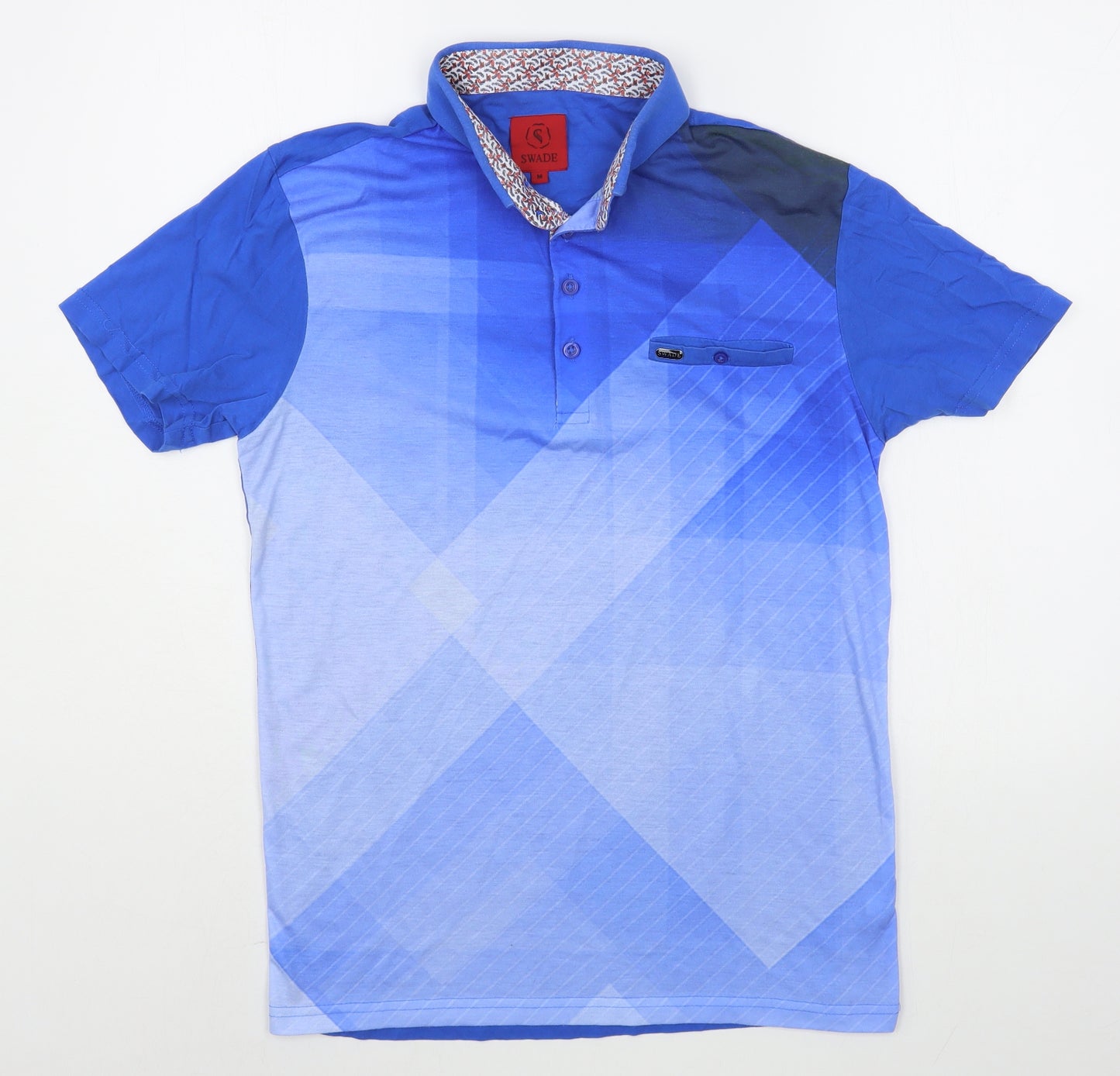 Swade Mens Blue  Cotton  Polo Size M Collared Pullover