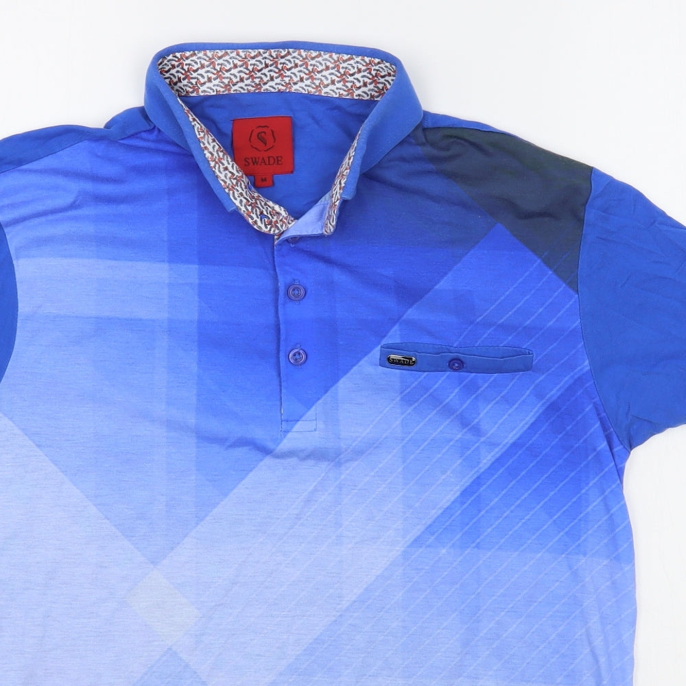 Swade Mens Blue  Cotton  Polo Size M Collared Pullover