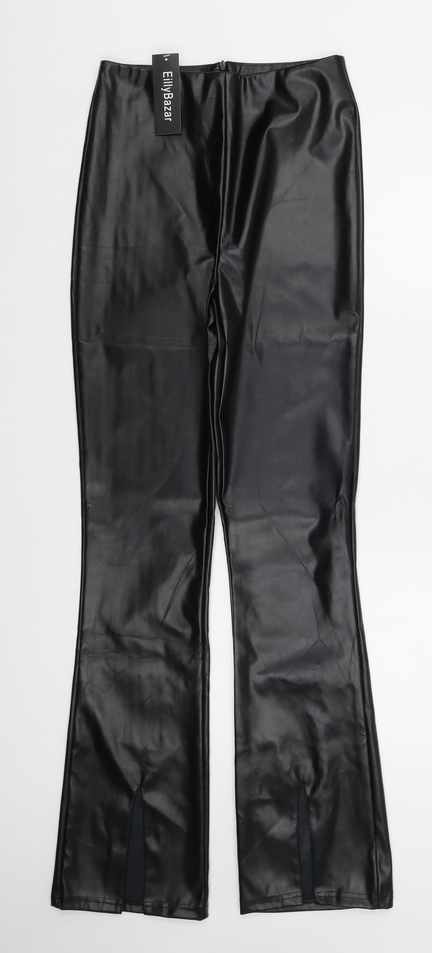 Eilly Bazar Womens Black  Polyester Trousers  Size XS L32 in Regular Zip