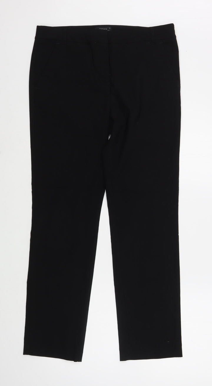 Papaya Womens Black  Polyester Trousers  Size 12 L28 in Regular Zip