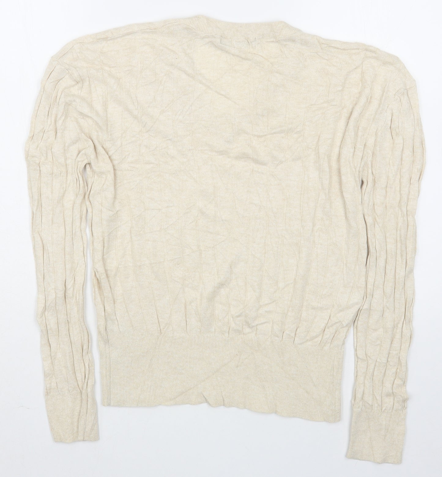 Marks and Spencer Womens Beige V-Neck  Viscose Pullover Jumper Size M