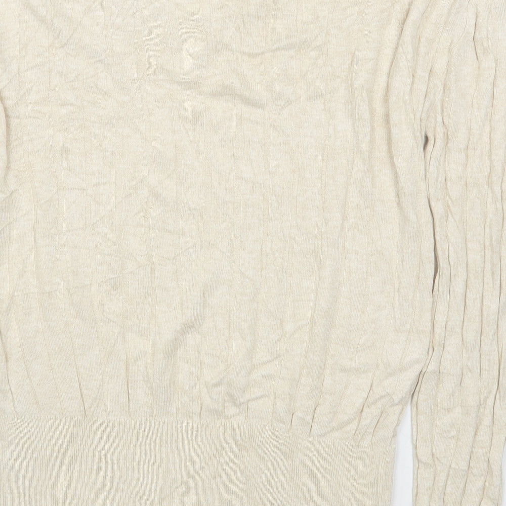 Marks and Spencer Womens Beige V-Neck  Viscose Pullover Jumper Size M