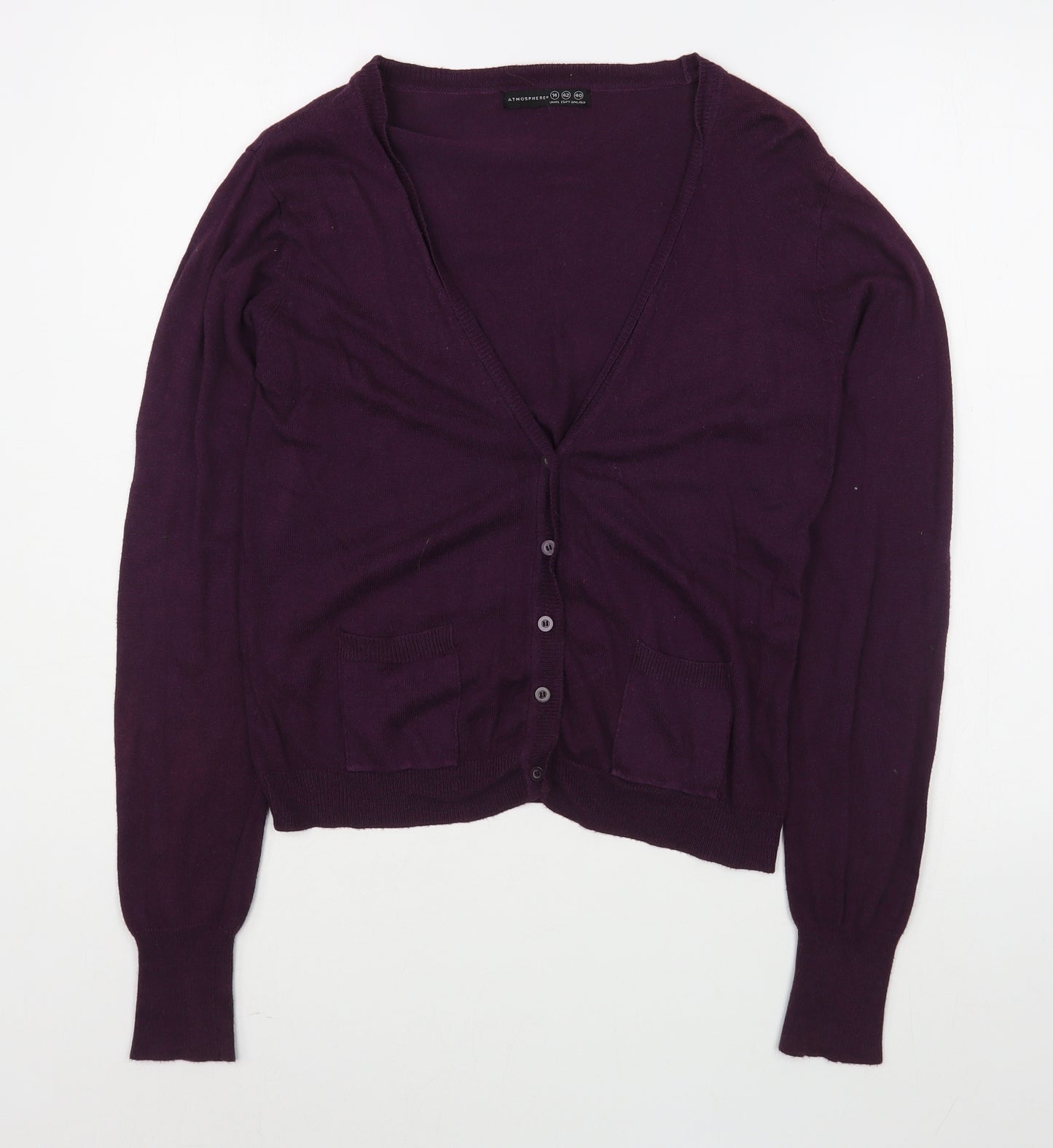 Primark Womens Purple V-Neck  Viscose Cardigan Jumper Size 14