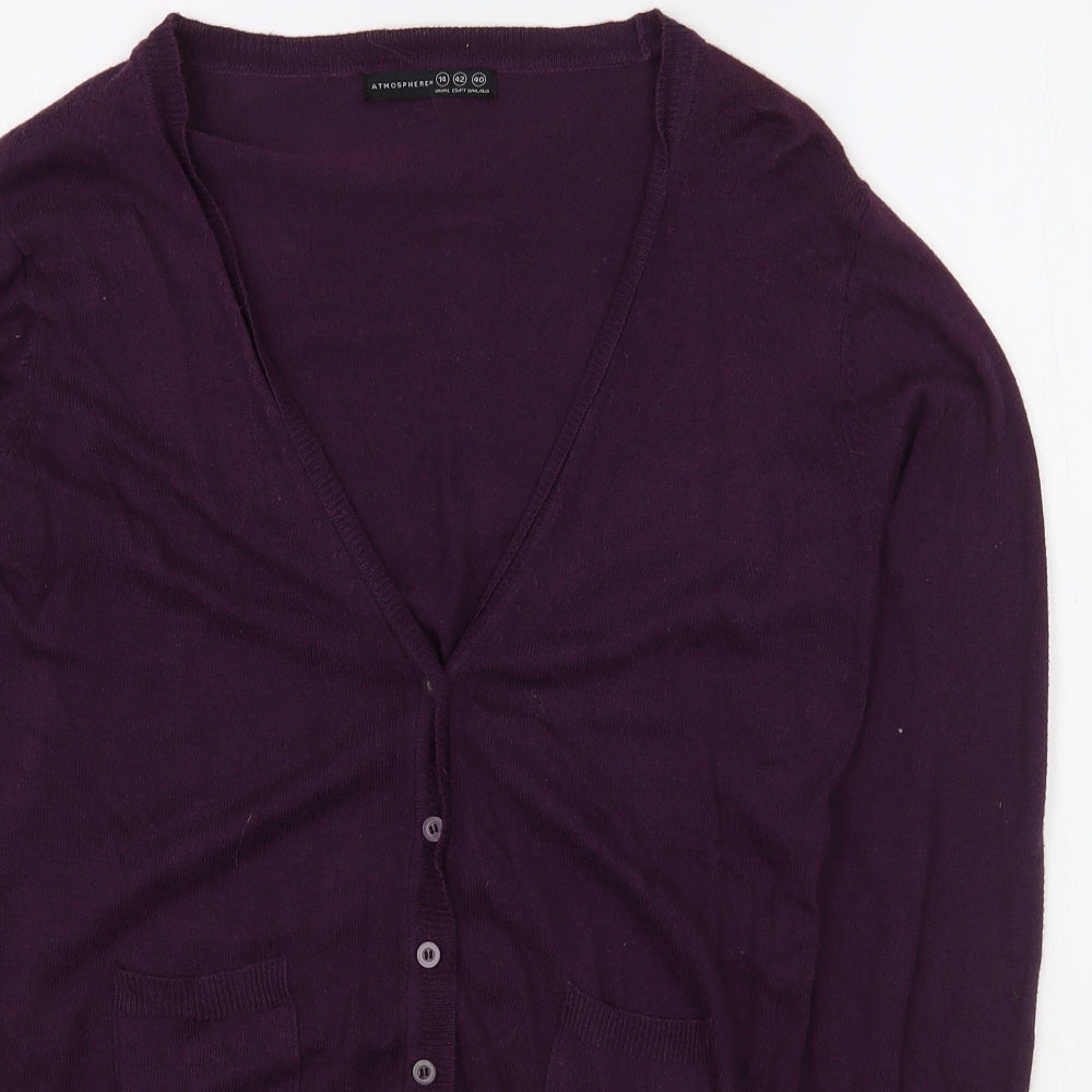 Primark Womens Purple V-Neck  Viscose Cardigan Jumper Size 14