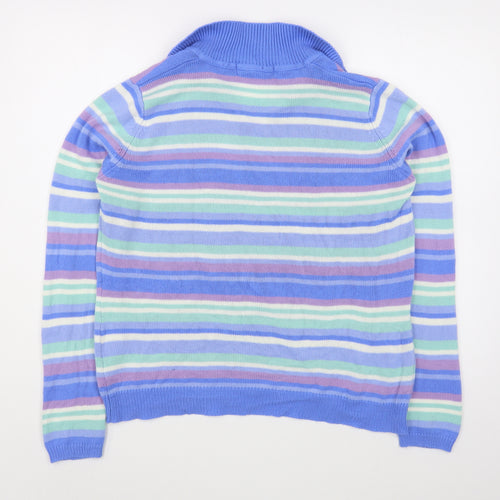 EWM Womens Multicoloured Collared Striped Acrylic Pullover Jumper Size L
