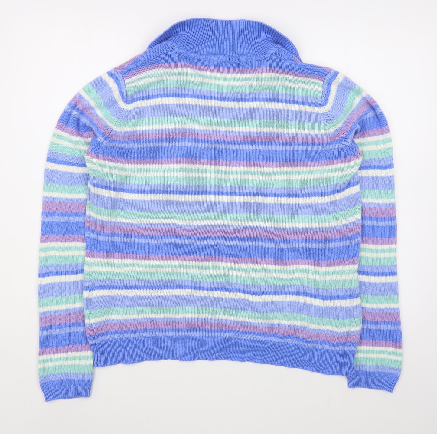 EWM Womens Multicoloured Collared Striped Acrylic Pullover Jumper Size L