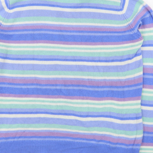 EWM Womens Multicoloured Collared Striped Acrylic Pullover Jumper Size L
