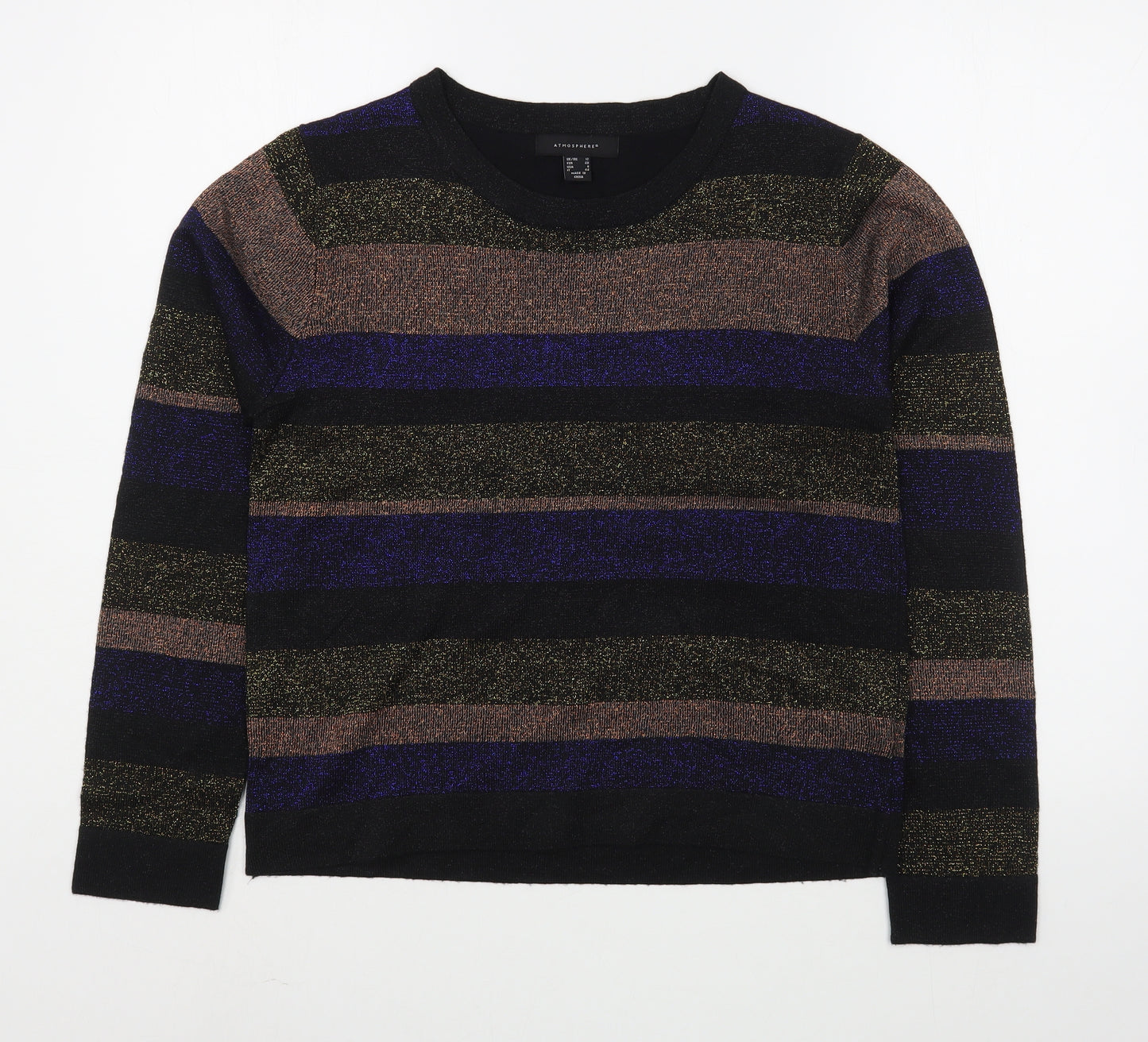 Primark Womens Multicoloured Round Neck Striped Acrylic Pullover Jumper Size 12