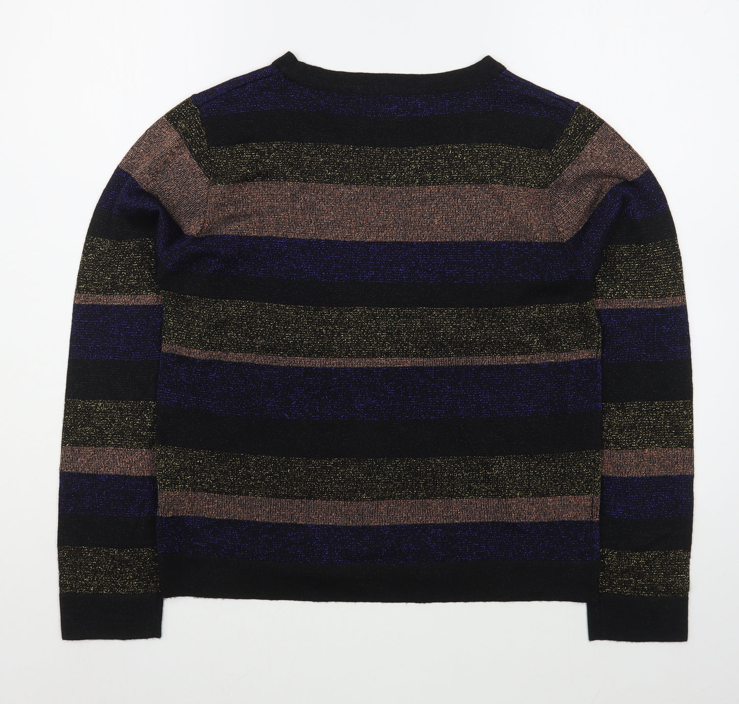 Primark Womens Multicoloured Round Neck Striped Acrylic Pullover Jumper Size 12