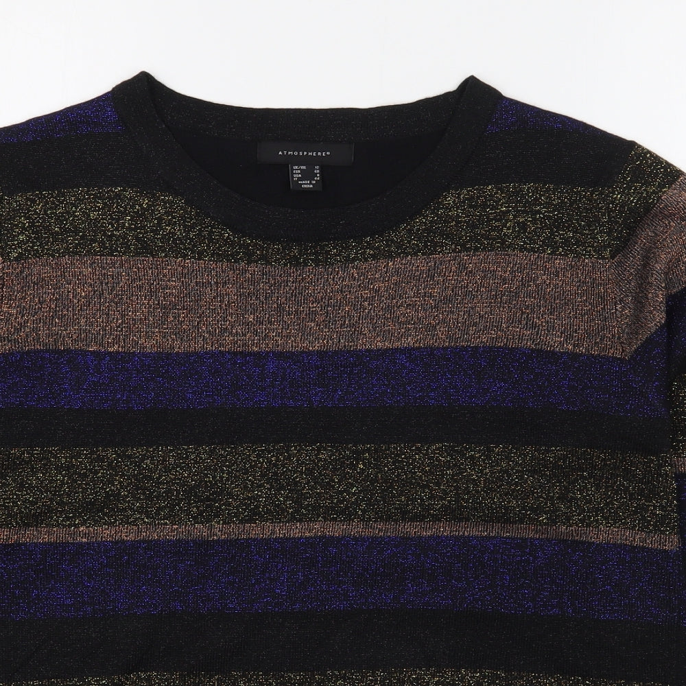 Primark Womens Multicoloured Round Neck Striped Acrylic Pullover Jumper Size 12