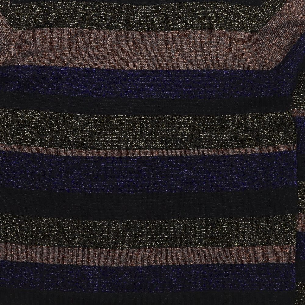 Primark Womens Multicoloured Round Neck Striped Acrylic Pullover Jumper Size 12
