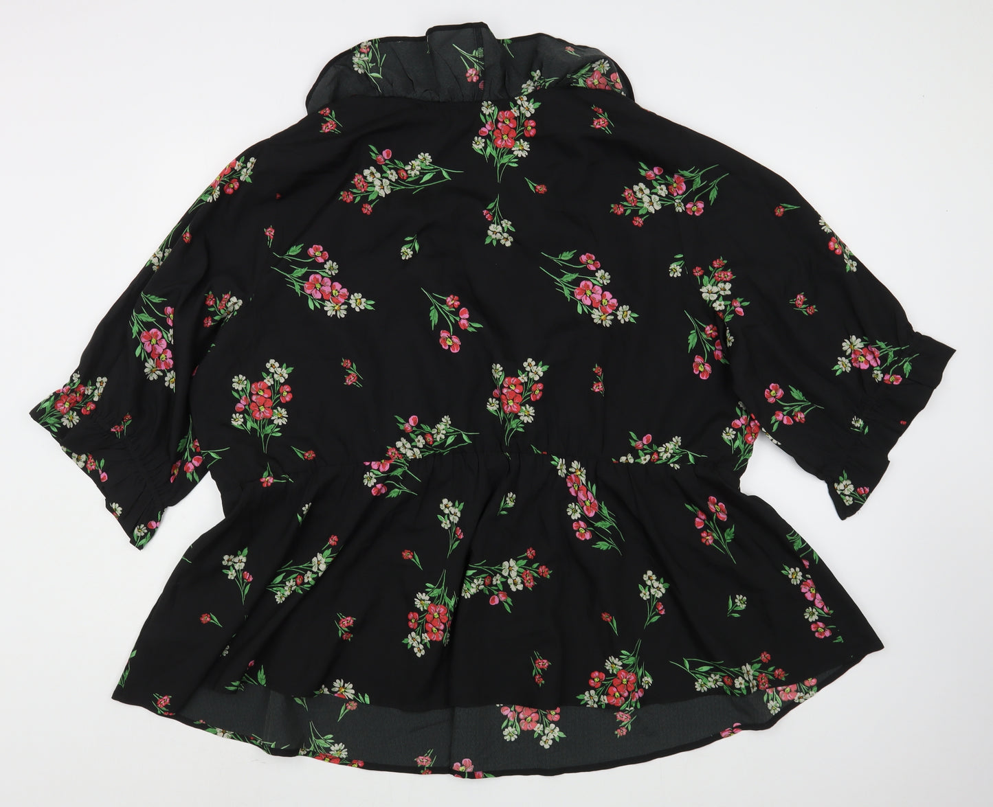 Simply Be Womens Black Floral Polyester Wrap Dress  Size 8  V-Neck Pullover