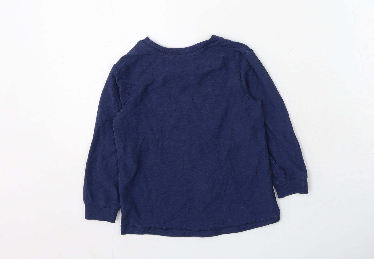 Preworn Boys Blue  Cotton Basic Casual Size 3-4 Years Round Neck  - space